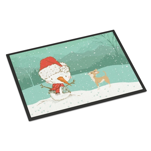 Carolines Treasures 24 x 36 in. Tan Chihuahua Snowman Christmas Indoor or Outdoor Mat CK2081JMAT - main